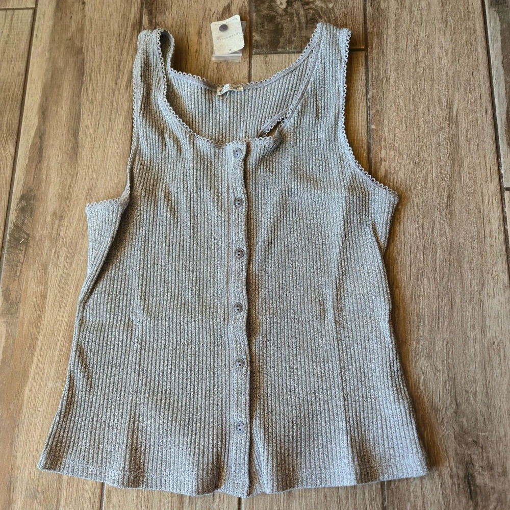 Free People Salt and Pepper Sleeveless Blouse Size L
